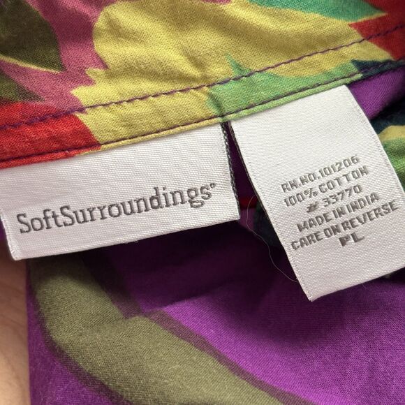 Soft Surroundings Sadie Purple Floral Button Front Longline Tunic Top PL F130 - Picture 9 of 10